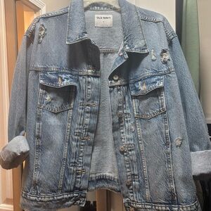 Old Navy Light Blue Distressed Denim Jacket